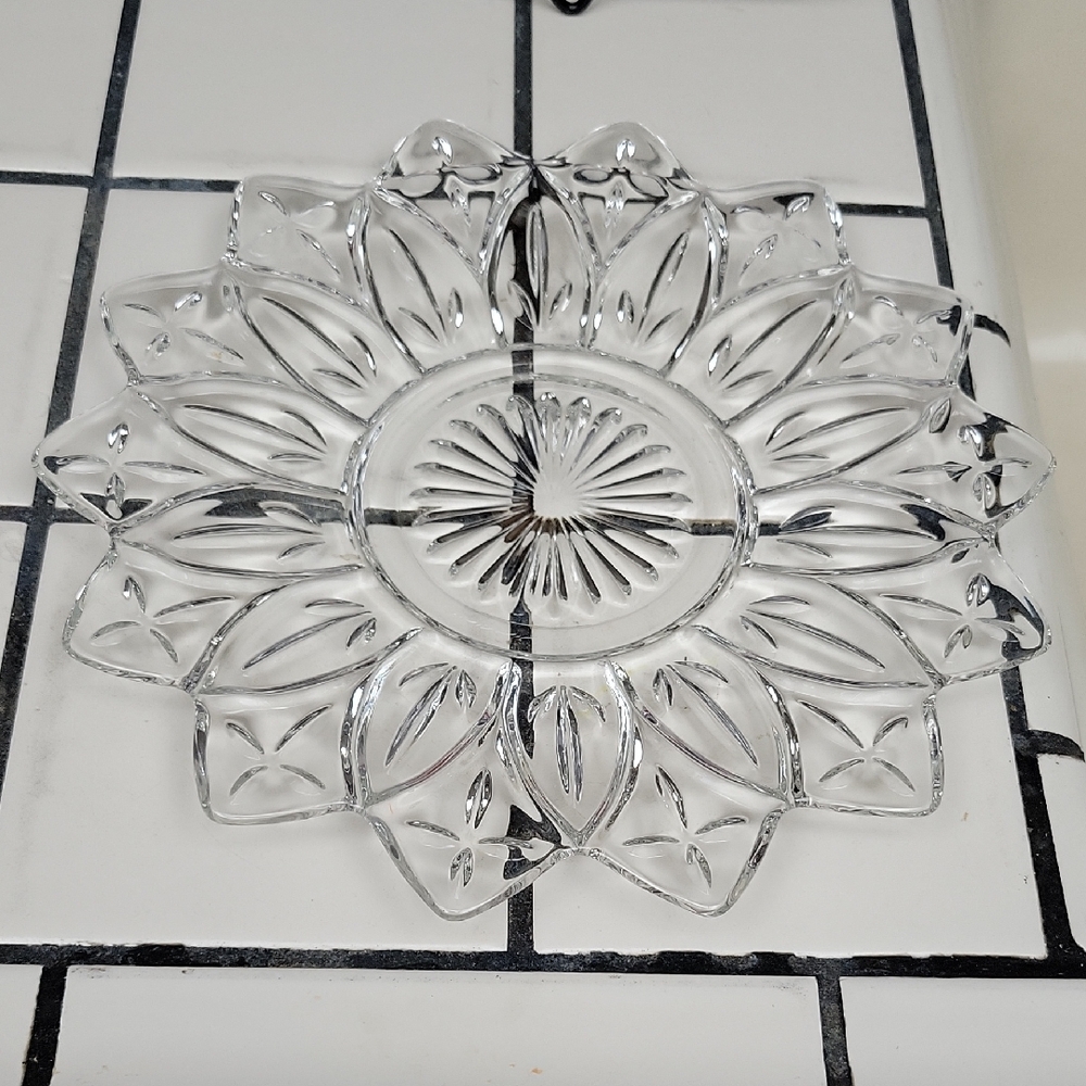Federal Glass Petal Clear Dinner Plates-Two